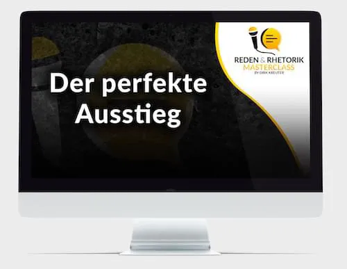 Monitor mit dem Modultitel Der perfekte Ausstieg der Reden & Rhetorik Masterclass