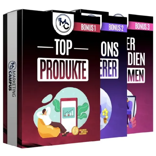Die drei Bonus-Kursboxen: Top Produkte, Provisions-Maximierer und Insider-Geld-Verdien-Plattformen