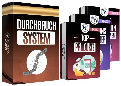 Kursbox des Durchbruch Systems neben den drei Bonus-Kursboxen