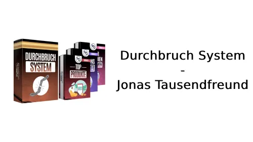 Kursboxen des Durchbruch Systems mit den Boni und dem Schriftzug Durchbruch System – Jonas Tausendfreund