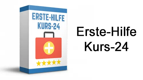Kursbox des Erste-Hilfe-Kurs-24 mit Erste-Hilfe-Koffer und dem Schriftzug Erste-Hilfe Kurs-24