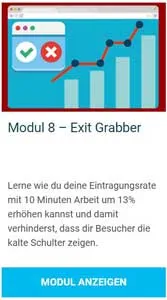 Modulkarte Modul 8 – Exit Grabber, Evergreensystem Erfahrung