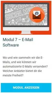 Modulkarte Modul 7 – E-Mail Software, Evergreensystem Erfahrungen