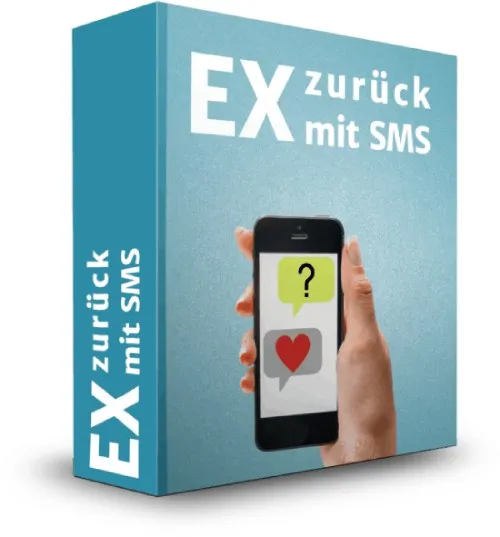 Kursbox „Ex zurück mit SMS“ mit Smartphone und Herz-Nachricht