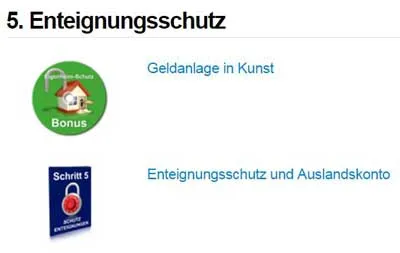 Modul 5 Enteignungsschutz im Finanzielle Freiheit Masterplan mit Lektionen zu Geldanlage in Kunst und Auslandskonto