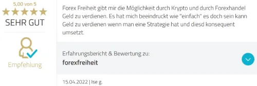 Bewertung von Forex Freiheit mit 5 von 5 Sternen: Geld verdienen durch Krypto- und Forexhandel