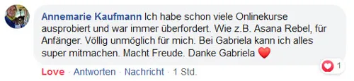 Facebook-Kommentar von Annemarie Kaufmann: bei Gabriela Höper kann sie alles super mitmachen