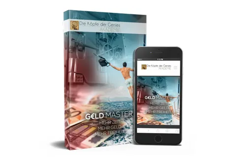 Kursbox und Smartphone des Geld Master Kurses von Maxim Mankevich