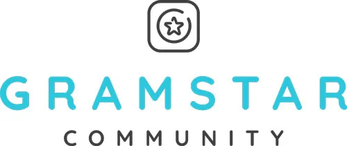 Logo der Gramstar Community mit Stern-Symbol und türkisem Schriftzug