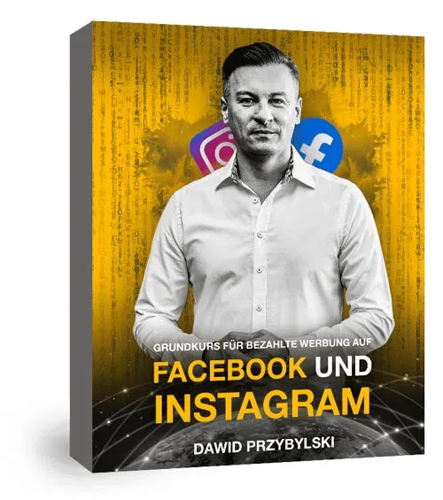 Kursbox des Grundkurses für bezahlte Werbung auf Facebook und Instagram mit Dawid Przybylski
