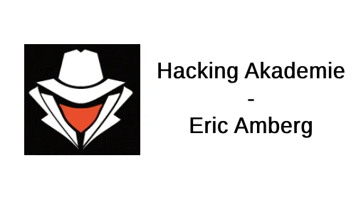 Logo der Hacking Akademie mit Hut und Mantel neben dem Schriftzug Hacking Akademie – Eric Amberg