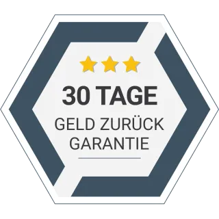 Siegel mit der Aufschrift 30 Tage Geld zurück Garantie aus dem Bestellformular der Internet Cash Machine Online