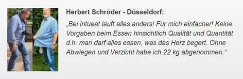 Kundenstimme von Herbert Schröder aus Düsseldorf, der mit intueat 22 kg abgenommen hat