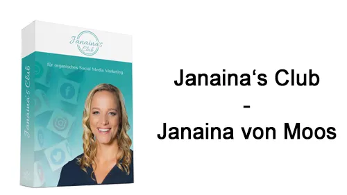 Kursbox von Janaina's Club mit Janaina von Moos neben dem Schriftzug Janaina's Club – Janaina von Moos
