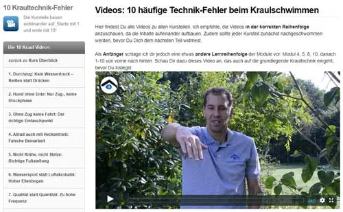 Jens Schüren erklärt im Video die 10 häufigen Technik-Fehler beim Kraulschwimmen