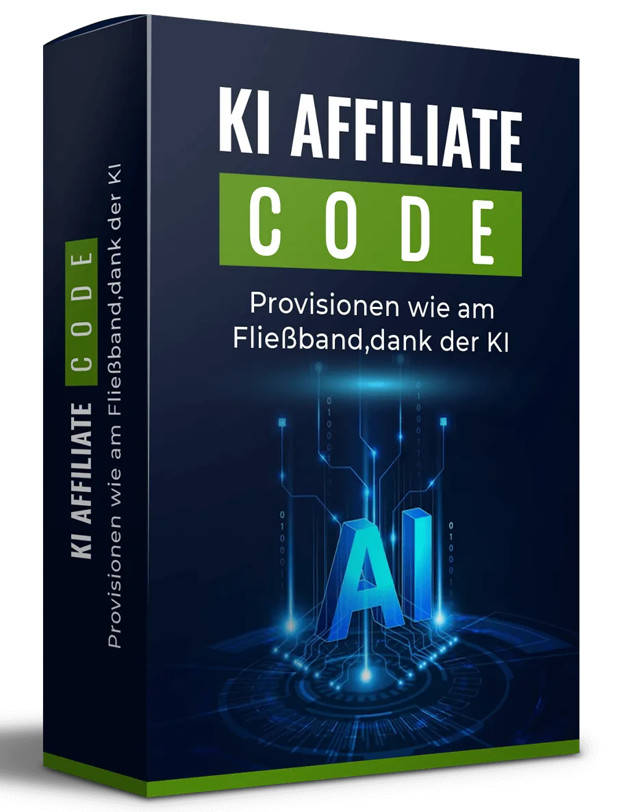 Produktbox des KI Affiliate Code von Eugen Grinschuk mit dem Schriftzug Provisionen wie am Fließband