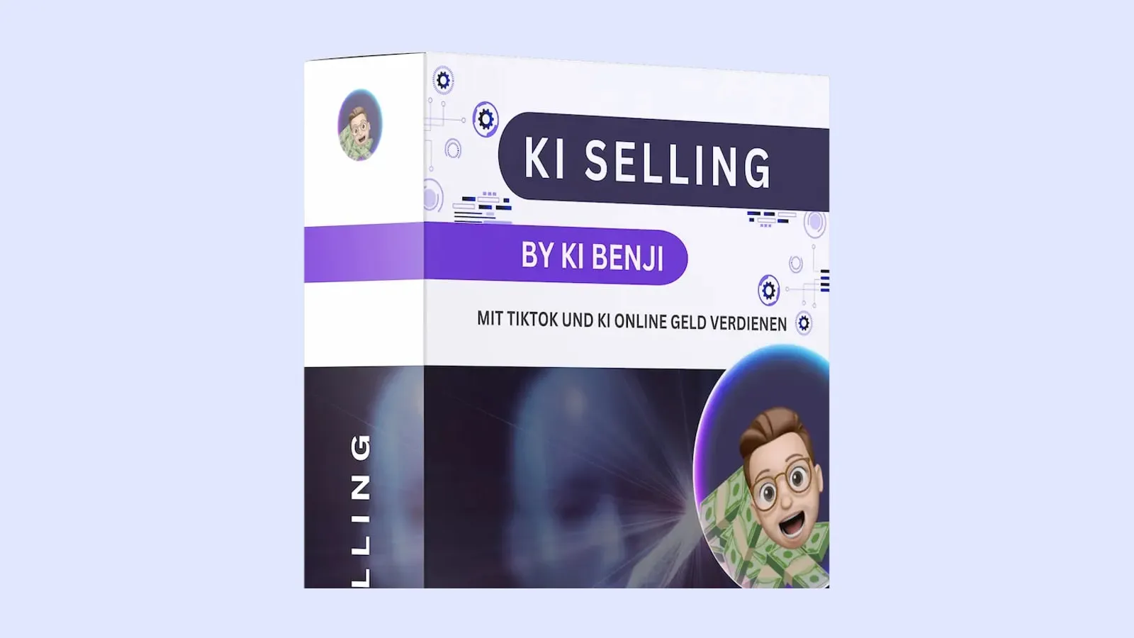 Kursbox von KI Selling by KI Benji mit dem Schriftzug Mit TikTok und KI online Geld verdienen