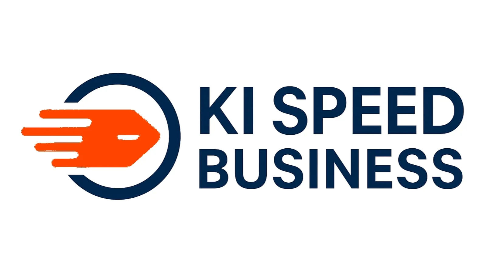 Logo von KI Speed Business mit orangefarbenem Pfeil auf hellem Hintergrund