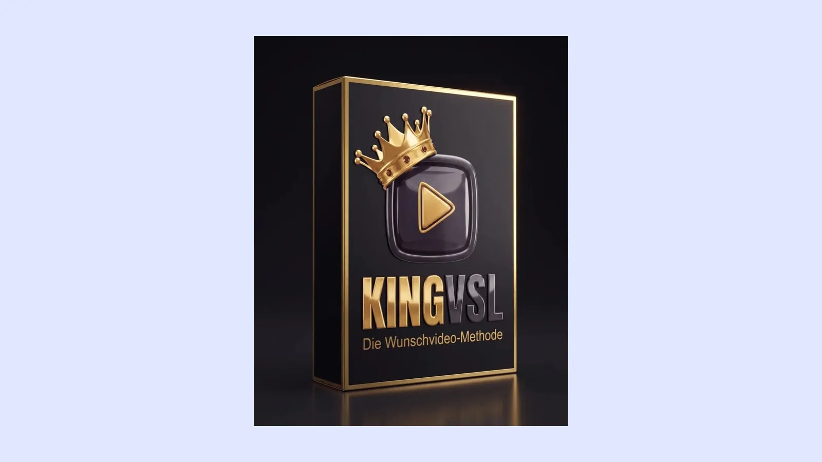 Cover von KingVSL, der Wunschvideo-Methode von Mario Burgard, mit goldener Krone auf einem Play-Symbol