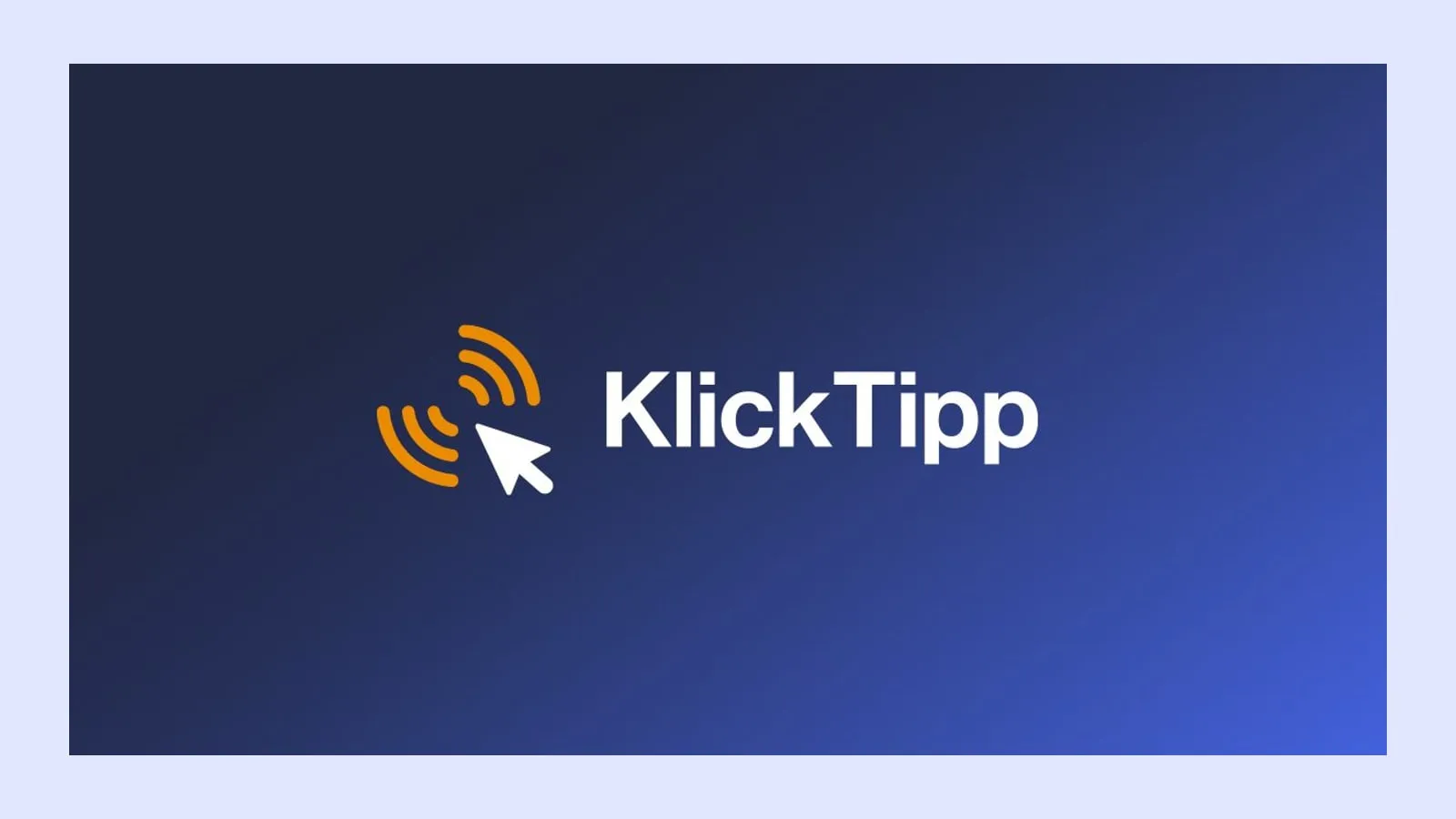 Logo der E-Mail-Marketing-Software KlickTipp in Weiß auf dunkelblauem Farbverlauf