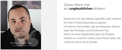 Kundenstimme von Online-Unternehmer Dominik Greger: Dieser Mann hat ein unglaubliches Wissen