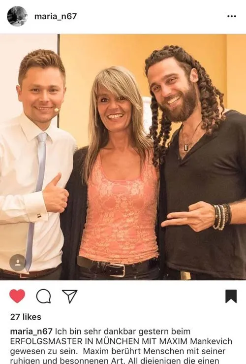 Instagram-Beitrag von maria_n67 mit Foto zusammen mit Maxim Mankevich beim Erfolgsmaster in München