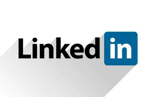 Schwarz-blaues LinkedIn-Logo mit Schattenwurf