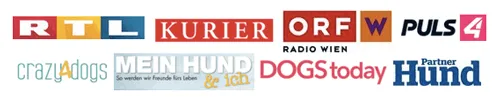 Logos von RTL, Kurier, ORF Radio Wien, Puls 4, crazy4dogs, Mein Hund & Ich, DOGS today und Partner Hund