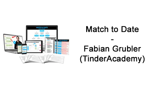 Kursinhalte von Match to Date auf mehreren Geräten mit dem Schriftzug Fabian Grubler (TinderAcademy)