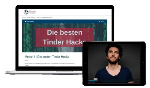 Laptop und Tablet mit Modul 4 von Maximum Matches: Die besten Tinder Hacks