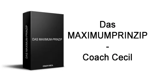 Kursbox des MAXIMUMPRINZIP neben dem Schriftzug Das MAXIMUMPRINZIP – Coach Cecil