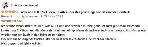 Amazon-Rezension von Dr. Alexander Knobel zu Mike Hagers NFT-Buch mit vier Sternen