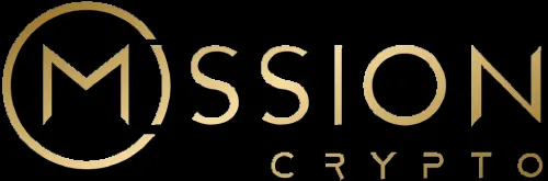 Goldenes Mission-Crypto-Logo auf schwarzem Hintergrund