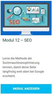 Modulkarte Modul 12 – SEO, Evergreensystem Erfahrungen