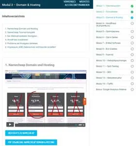 Lektion zu Domain und Hosting im Kurs von Said Shiripour mit Inhaltsverzeichnis und Modulnavigation