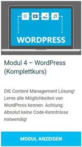 Modulkarte Modul 4 – WordPress Komplettkurs im Evergreen System, Erfahrungen