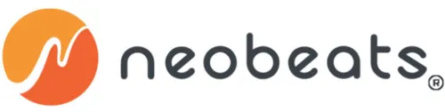 Logo von neobeats mit orangefarbenem Signet