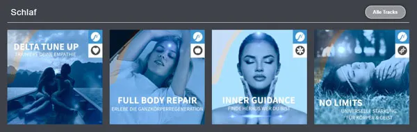 Kategorie Schlaf bei neobeats mit den Tracks Delta Tune Up, Full Body Repair, Inner Guidance und No Limits