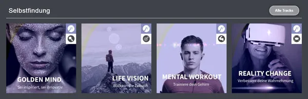 Kategorie Selbstfindung bei neobeats mit den Tracks Golden Mind, Life Vision, Mental Workout und Reality Change