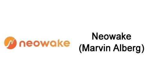 Orangefarbenes Neowake-Logo neben dem Schriftzug Neowake (Marvin Alberg)