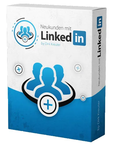 Kursbox von Neukunden mit LinkedIn by Dirk Kreuter mit LinkedIn-Logo und Netzwerk-Symbol