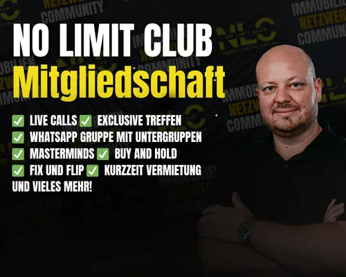 Produktbild der Mitgliedschaft No Limit Club mit Samet Evcil und einer Liste der Leistungen