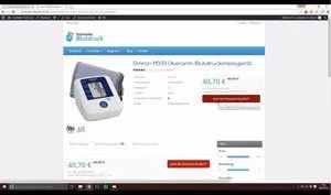 Beispiel-Nischenseite aus der Umsetzung des Kurses von Oliver Lorenz mit Produktseite eines Blutdruckmessgeräts