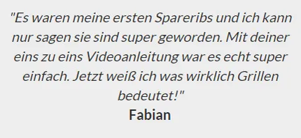Kundenstimme von Fabian zum Online Grillkurs: die ersten Spareribs sind super geworden
