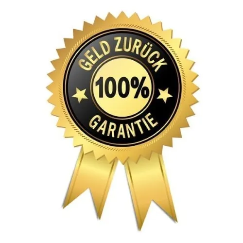 Goldenes Siegel 100% Geld zurück Garantie für den Overlock Nähkurs Liebe deine Ovi