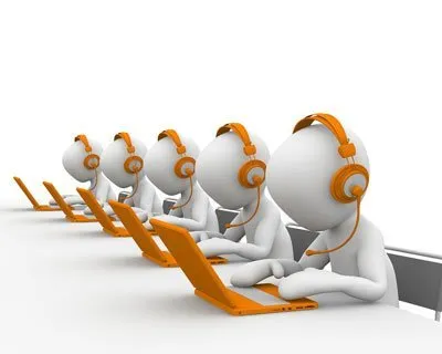 Illustration von Support-Mitarbeitern mit Headsets zum Onlineshop Support der Umsatzrakete