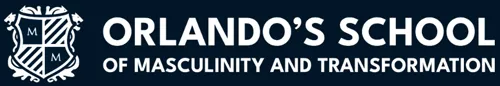 Banner mit Wappen und dem Schriftzug Orlando's School of Masculinity and Transformation