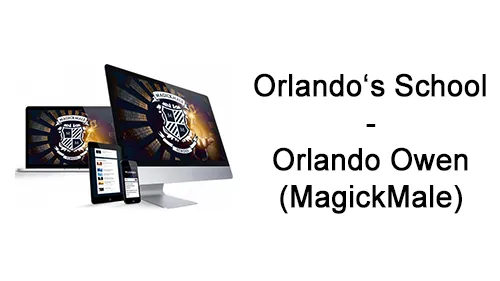 Laptop, Monitor, Tablet und Smartphone mit Orlando's School und dem Schriftzug Orlando's School – Orlando Owen (MagickMale)