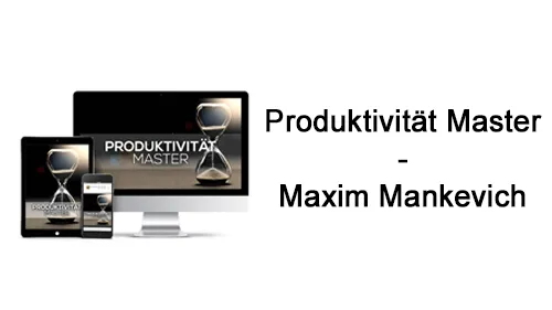 Produktivität Master von Maxim Mankevich auf Laptop, Tablet, Smartphone und Monitor mit Sanduhr