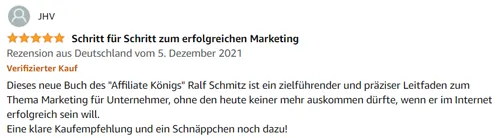 Amazon-Rezension von JHV mit fünf Sternen: Schritt für Schritt zum erfolgreichen Marketing